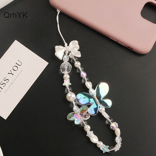 Nhà Máy Thời Trang Bướm Ngọc Trai Acrylic Đính Hạt Dây Điện Thoại Di Động Dây Đeo Bé Gái Vỏ Điện Thoại Dây QrhYK