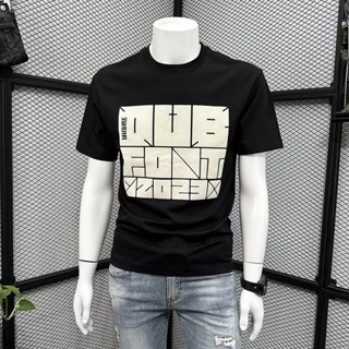 Áo Nam in hoa thời trang áo thun nam ngắn tay thương hiệu sành điệu Áo thương hiệu sành điệu ôm dáng áo nam cổ tròn trào lưu mùa Hè Áo thun nam cổ tròn