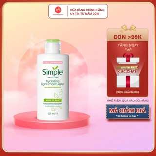 Kem dưỡng ẩm da mặt Simple cấp nước , sáng trắng và phục hồi da Hydrating Light Moisturiser - 125ml