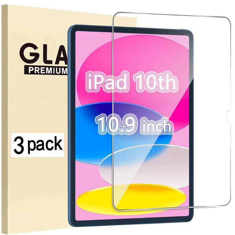 (3 Pack) Tempered Glass For Apple iPad 10 10.9 2022 10th Generation A2696 A2757 A2777 Anti- Scratch 