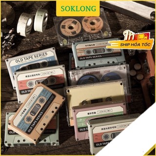 Bộ 2 dải washi tape 3m hình cuộn băng radio vintage trang trí bullet journal WA07