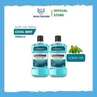 Combo 2 chai nước súc miệng diệt khuẩn giữ hơi thở thơm mát Listerine Cool Mint 750ml/chai
