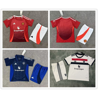 24 / 25 Áo bóng đá trẻ em Manchester United 2024 2025 Sân nhà Mu Kids Set