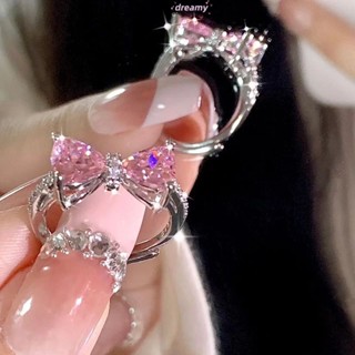 💕Dreamy 💕Moissanite Nơ Nút Nơ Mở Miệng Nhẫn Ngọt Ngào Lãng Mạn Nữ Nhẫn Tinh Tế Cao Cấp Giác Quan Nhẫn