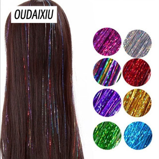 [Hàng mới về] 200 Sợi dây kim tuyến nối tóc lấp lánh dài 90cm phong cách hippie tùy chọn màu sắc