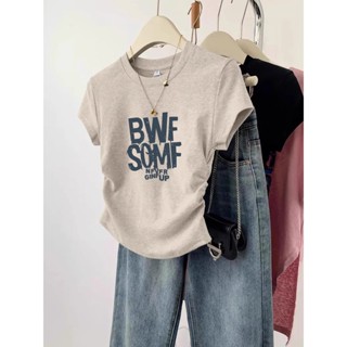 XUANMO Local brand Áo baby tee Áo Thun ôm body Áo y2k 100% cotton Áo thun tôn dáng thon gọn chít eo xếp ly áo 2024 nữ đơn giản thời trang phong cách Hàn Quốc mẫu mới mùa hè