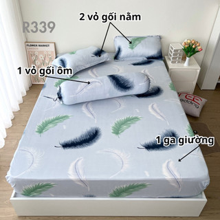 Bộ ga giường thun lạnh 4 món R339 in 3D REE Bedding đủ size drap trải nệm