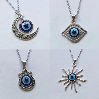 Vòng cổ mắt Mặt trời Mặt Trăng mắt quỷ bằng thủy tinh màu xanh dây chuyền vòng cổ cho học sinh nam nữ cổ điển 