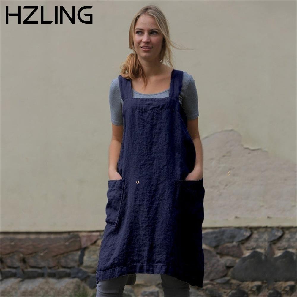 HZLING Tạp dề có túi đeo chéo lưng Pinafore
