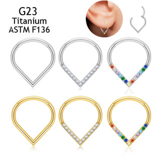 1 Chiếc G23 Titan Mũi Nhẫn 5A zircon Giọt Nước Bông Tai septum Khuyên Trang Sức