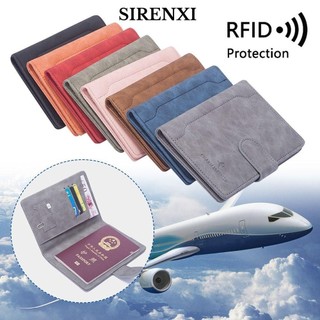 SIRENXI Bọc Hộ Chiếu Đa Năng Bằng Da PU Có Khóa Cài Tiện Lợi