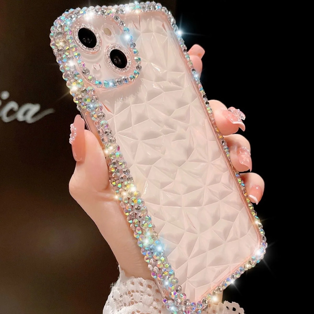 Ốp lưng iPhone 15 14 13 12 11 Pro Max X Xr Xs Max 8Plus 7 Plus SE 2022 Kim Cương Lấp Lánh Sang Trọng Cho Bling Trong Suốt Chống Sốc Vỏ Silicon Mềm