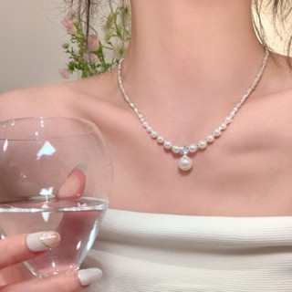 Vintage Ngọc Trai Đẹp Dangle Zircone Vòng Cổ Choker Xương Đòn Dây Chuyền Quà Tặng Ngày Lễ Tình Nhân