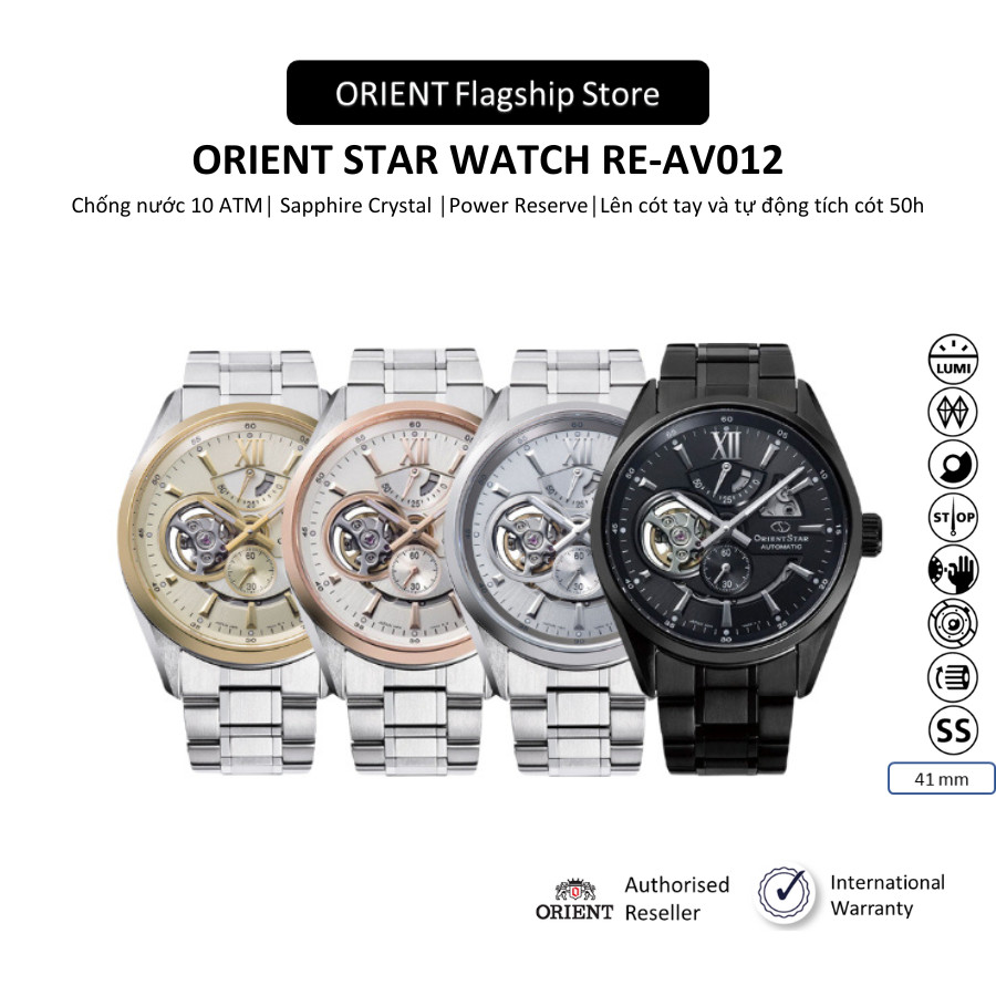 Đồng hồ cơ nam Orient Star Watch Joker Skeleton RE-AV01 phiên bản giới hạn mặt kính Sapphire dây thé