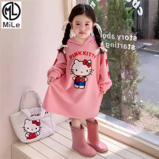 [Ml] 90-140cm Bé Gái KT Có Mũ Trùm Đầu Áo Thu Đông Thể Thao Trẻ Em Phiên Bản Hàn Quốc Hoạt Hình Mèo Bé Gái Phong Cách Hợp Thời Trang