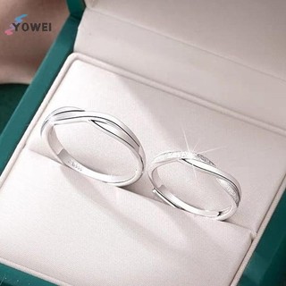  Bộ Nhẫn Cặp Đôi Thời Trang YOWEI Màu Bạc Đơn Giản Mở Đầu Có Thể Điều Chỉnh Ngón Tay Nhẫn Ánh Sáng Trang Sức Nam Nữ Quà Tặng Kỷ Niệm VN 
