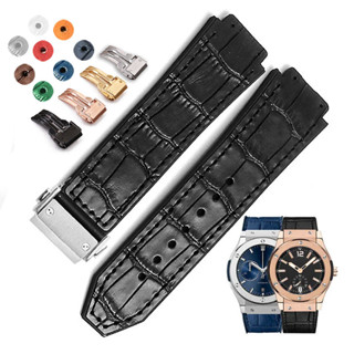 19x25mm Dây đeo đồng hồ bằng da thật Tương thích cho HUBLOT Big Bang Vòng tay silicon mềm mại Nam nữ Phụ kiện dây đeo đồng hồ Khóa gấp