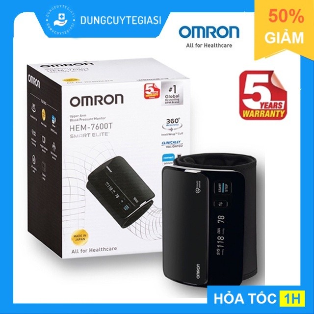 Máy đo huyết áp siêu cao cấp Omron HEM 7600T - Kết nối Bluetooth, vòng bít không dây