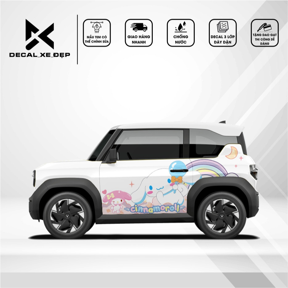 Tem dán xe VF3 - Decal Sticker Vf3 - Decal Dán Xe - Vf3 Cinnamoroll
