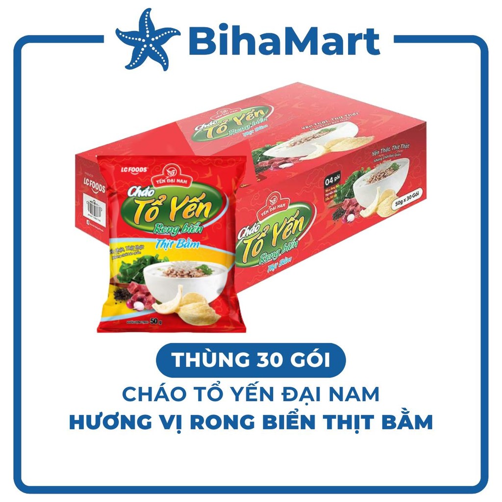 THÙNG30GÓI-LC FOODS- Cháo tổ yến Yến Đại Nam hương vị Rong biển thịt bằm, Cháo tổ yến Đại Nam rong b