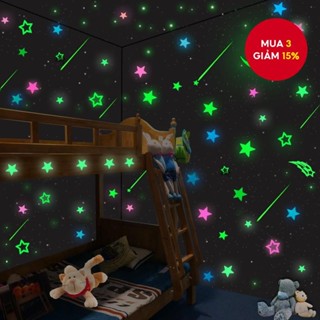 3d Ngôi Sao Dạ Quang Trong Bóng Tối Huỳnh Quang Dán Tường Trang Trí Tường Dạ Quang Dán Giấy Dán Tường Tự Dính Trang Trí Phòng Dán Tường Lãng Mạn Ấm Áp Sáng Tạo 3D Dán
