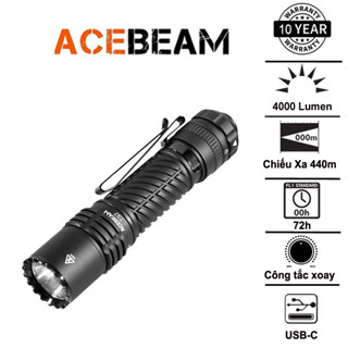  Acebeam T37 – Đèn pin chiến thuật 4000lm chiếu xa 440m công tắc xoay USB-C 