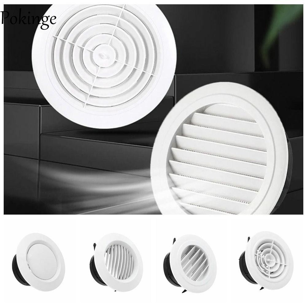 POKINGE Air Vent Extract Valve Grille, Van chiết xuất lỗ thông hơi tròn 75-200mm màu trắng, Ống Louv