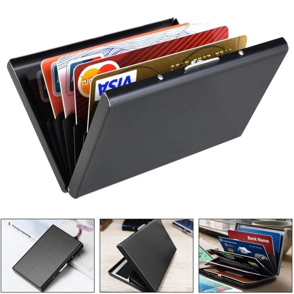 New ID Card holder Men Slim Anti Protect Travel Rfid Wallet Metal Case Porte Carte 1pc Aluminum Meta