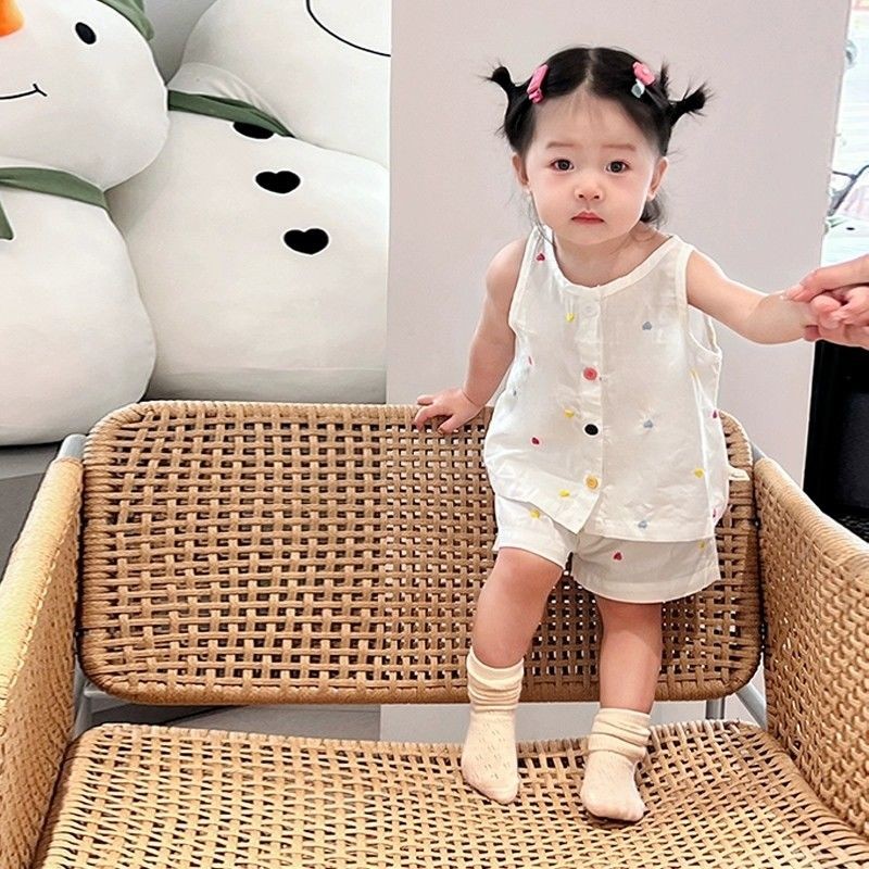Áo Vest bé 1-3 tuổi dễ thương &Amp; amp; amp; amp; Bộ quần short Cotton mềm mại Trang phục chơi Song