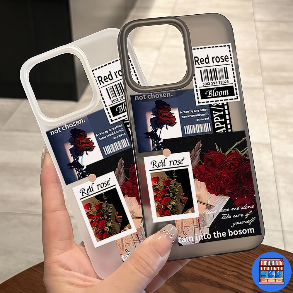 Ốp lưng Iphone 13 có sẵn hình hoa hồng đẹp mờ trong suốt cho IPhone13 11 12 14 6 / 7 / 8PLUS 15 16Pr