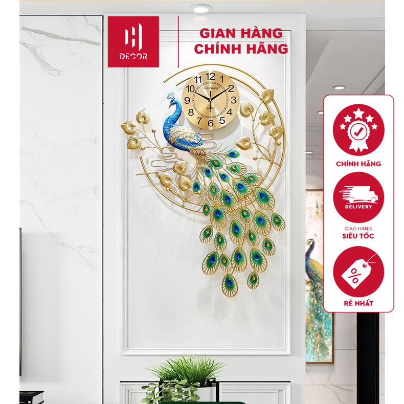 Đồng hồ nghệ thuật Công Phượng HDECOR mã 2878 – Món quà tân gia ý nghĩa, tượng trưng cho tài lộc và 