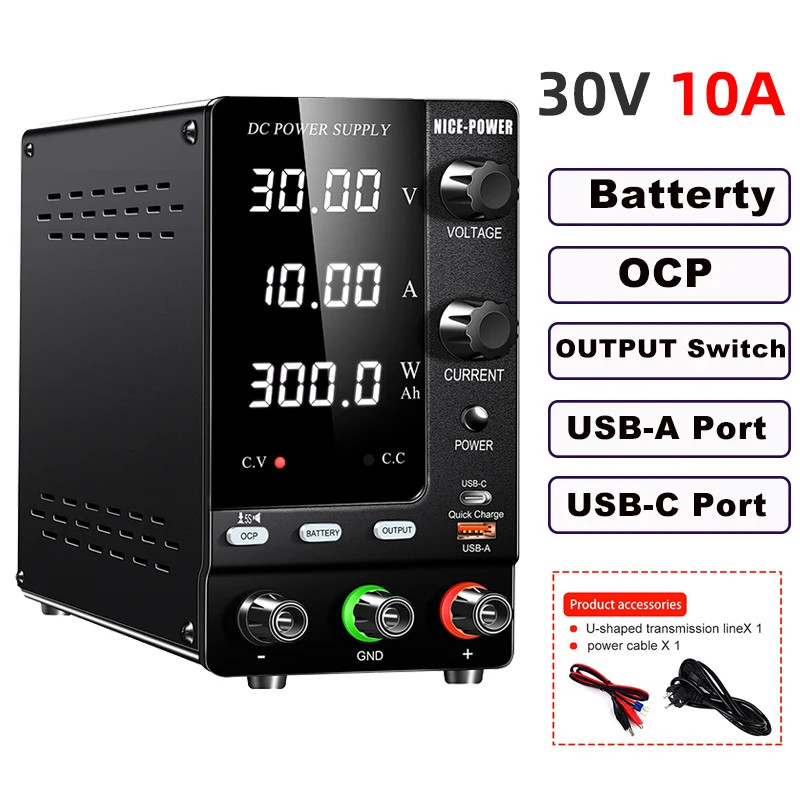 Bộ nguồn điều chỉnh điện áp/ dòng điện 30V 10A máy cấp nguồn đa năng máy cấp nguồn máy cấp nguồn DC