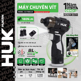  Máy chuyên vít pin Hukan G3-V180LUX Lực siết 180n 3 chế độ bắn vít Tốc độ 3300rpm 