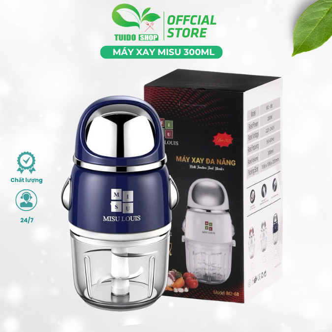 Máy xay thịt đa năng 300ML máy xay Misu Louis cối thủy tinh, 6 lưỡi dao TUIDO SHOP