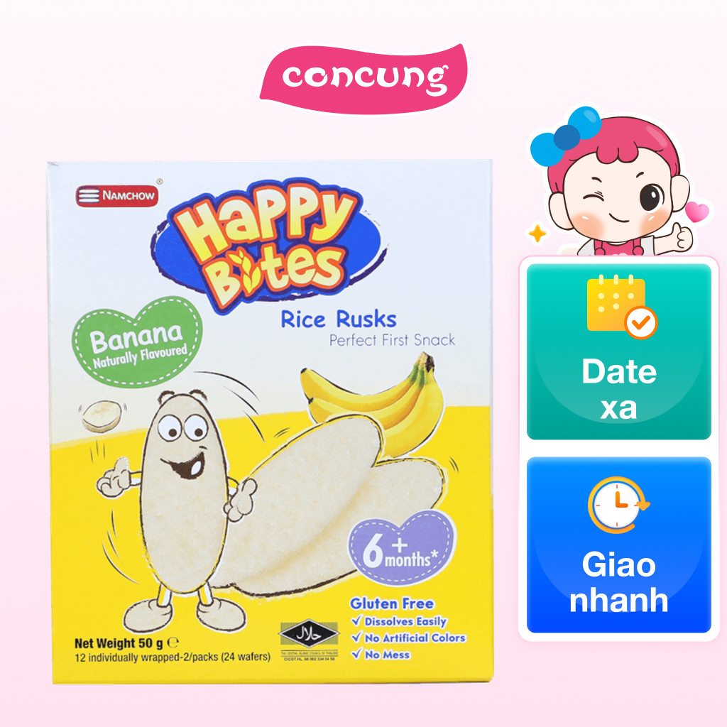 Bánh Gạo Ăn Dặm Cho Trẻ Em Happy Bites Chuối 50g