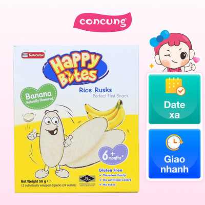 Bánh Gạo Ăn Dặm Cho Trẻ Em Happy Bites Chuối 50g