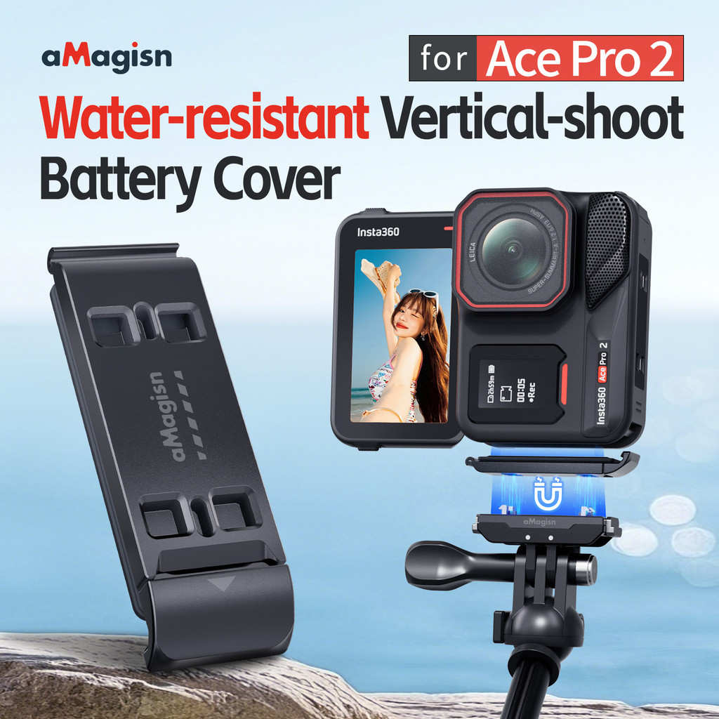 AMagicsn Thích hợp cho Vỏ pin chụp dọc chống nước Insta360Ace pro2, Giao diện tháo nhanh Ace Pro2, P