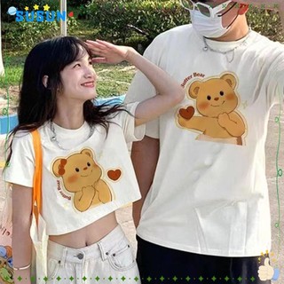 Áo thun gấu bơ SUSUN, tay ngắn in hình dễ thương dáng rộng hợp thời trang, gấu bơ cổ tròn đa năng Cotton mùa hè hàng đầu dành cho nữ