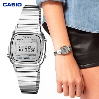 Đồng hồ kỹ thuật số chống nước Mini dành cho người phụ nữ Đồng hồ không gỉ Casio Vintage LA670 F94 A168 có hộp quà bằng sắt