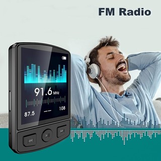 ⭐ready stock ⭐bluetooth compatible mp3 player sport clip walkman 1 8 screen fm radio black