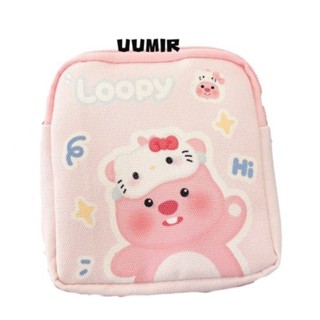 UUMIR Túi đựng khăn ăn vệ sinh, Túi vuông dung tích lớn Kawaii, Ví đựng tiền xu Mini cầm tay hoạt hình đa chức năng