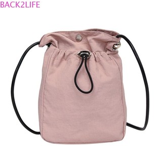 Túi đeo vai Nylon BACK2LIFE, Túi đeo chéo Túi vải dây rút phong cách Hàn Quốc, Túi ví ngọt ngào Ví Túi đựng điện thoại di động màu trơn Du lịch