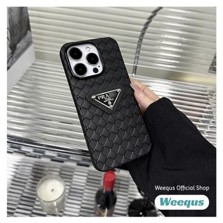 Ốp điện thoại dệt màu đen Prada cho iPhone X Xr Xs Max 6 6s 7 8 Plus 11 12 13 14 Pro Max 14 15 16 Plus Pro Max Vỏ mềm siêu mỏng