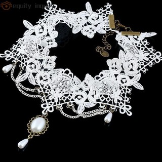 Vòng Cổ Choker Ren Đính Hạt Ngọc Trai Nhân Tạo