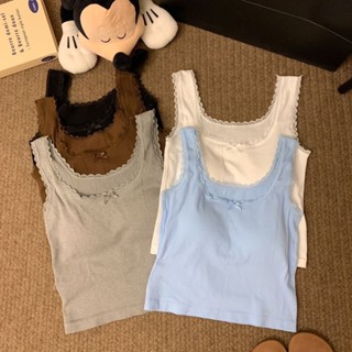 Áo Vest không tay cho bé gái có đệm ngực Ren Tank Top Plain Áo hai dây thông thường dành cho nữ