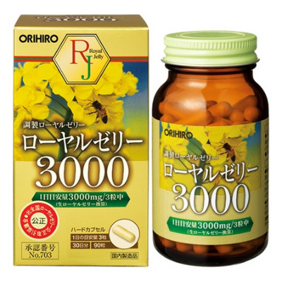 VIÊN UỐNG SỮA ONG CHÚA ROYAL JELLY 3000MG LÀM CHẬM QUÁ TRÌNH LÃO HÓA ĐẸP DA ORIHIRO (HỘP 90 VIÊN)