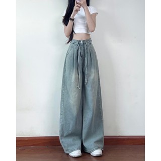  Quần jeans nữ ống rộng kèm dây UNIZ Jeankemday8199 P3K1 