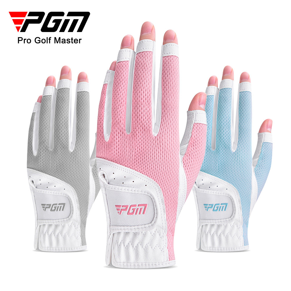 Pgm 1 Đôi Găng Tay Chơi Golf Nữ Lưới Thoáng Khí PU Chống Nắng Ngón Tay Trái Và Phải ST032