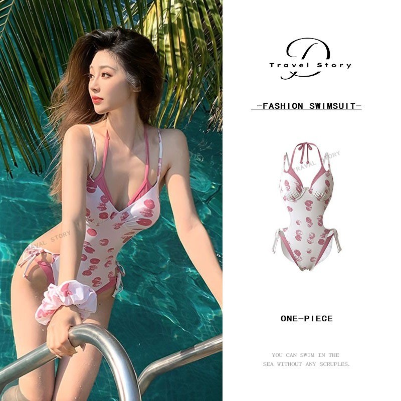 Đồ Bơi Cho Nữ Màu Hồng Môi In Bikini Gợi Cảm Một Mảnh Đồ Bơi Phong Cách Hàn Quốc Thời Trang Đi Biển Spa Bikini Bộ | BigBuy360 - bigbuy360.vn