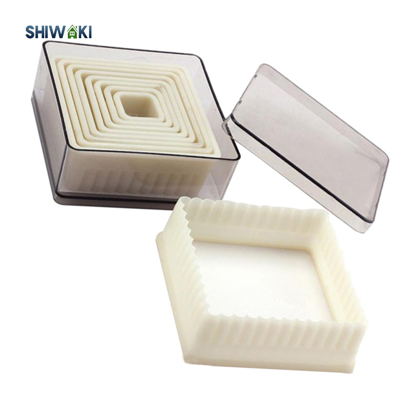 Bộ cắt bánh quy vuông Bộ cắt bánh quy Nylon Fondant có hộp đựng